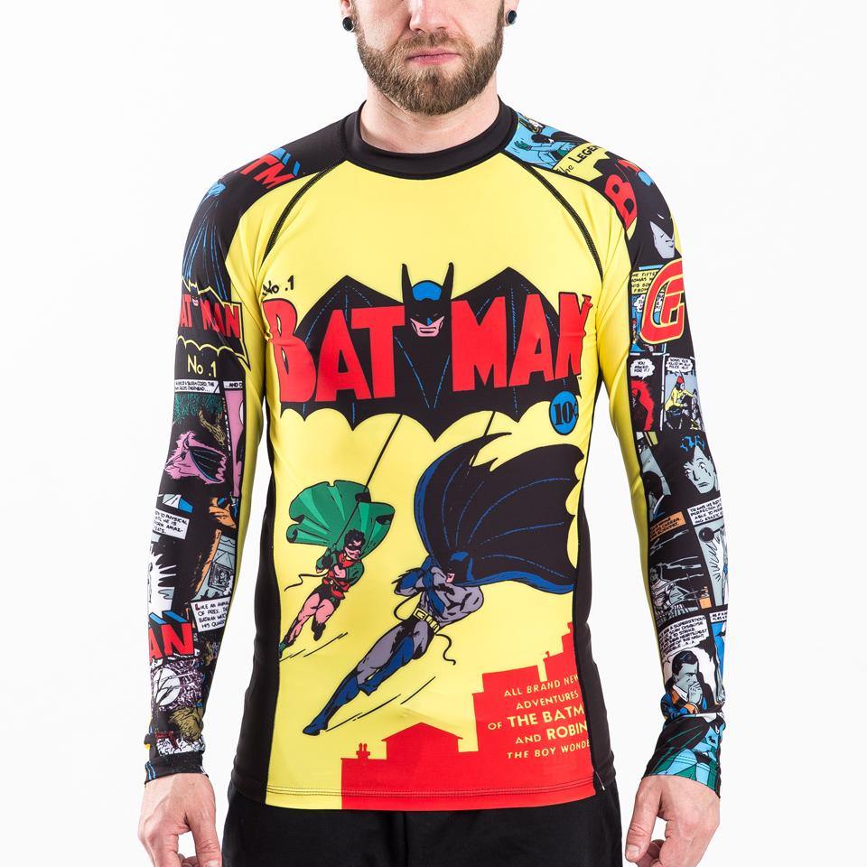 {{product.type}} - ADULTS Batman Number 1 Comic Rash Guard - Long Sleeve - Pancho Michael {{ shop.address.country }}