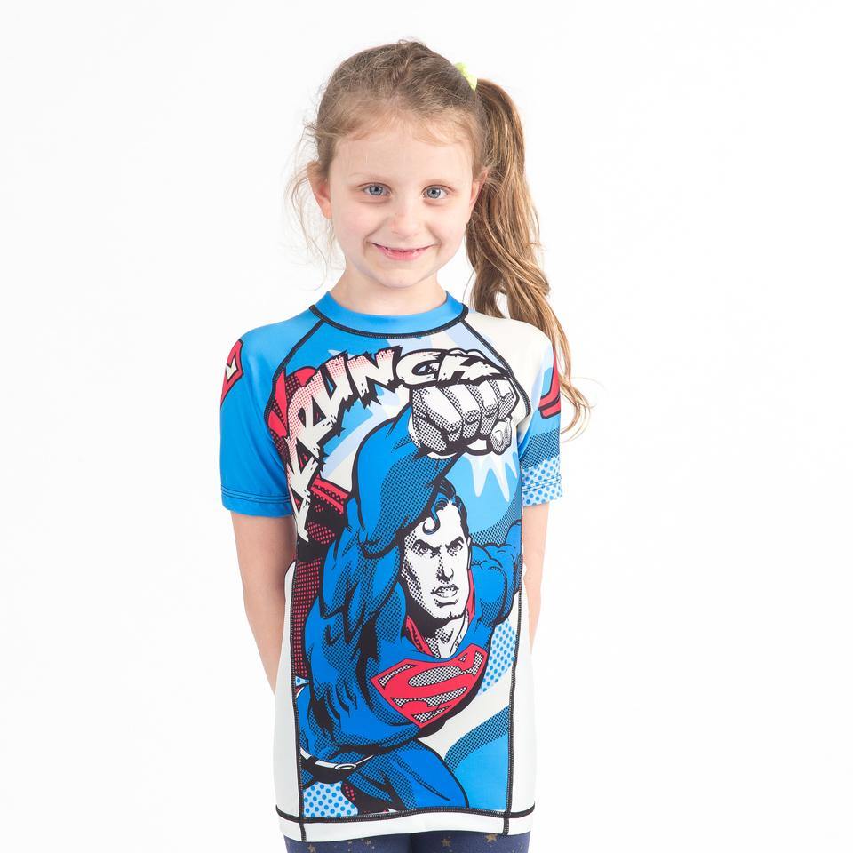 {{product.type}} - Superman KRUNCH! Rash Guard - Short Sleeve - Pancho Michael {{ shop.address.country }}