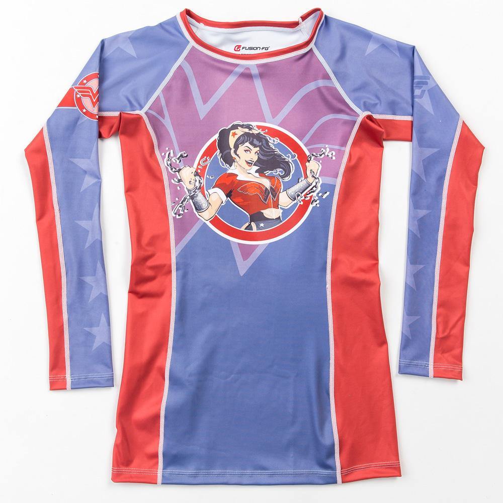 {{product.type}} - Wonder Woman Bombshell Rash Guard - Long Sleeve - Pancho Michael {{ shop.address.country }}