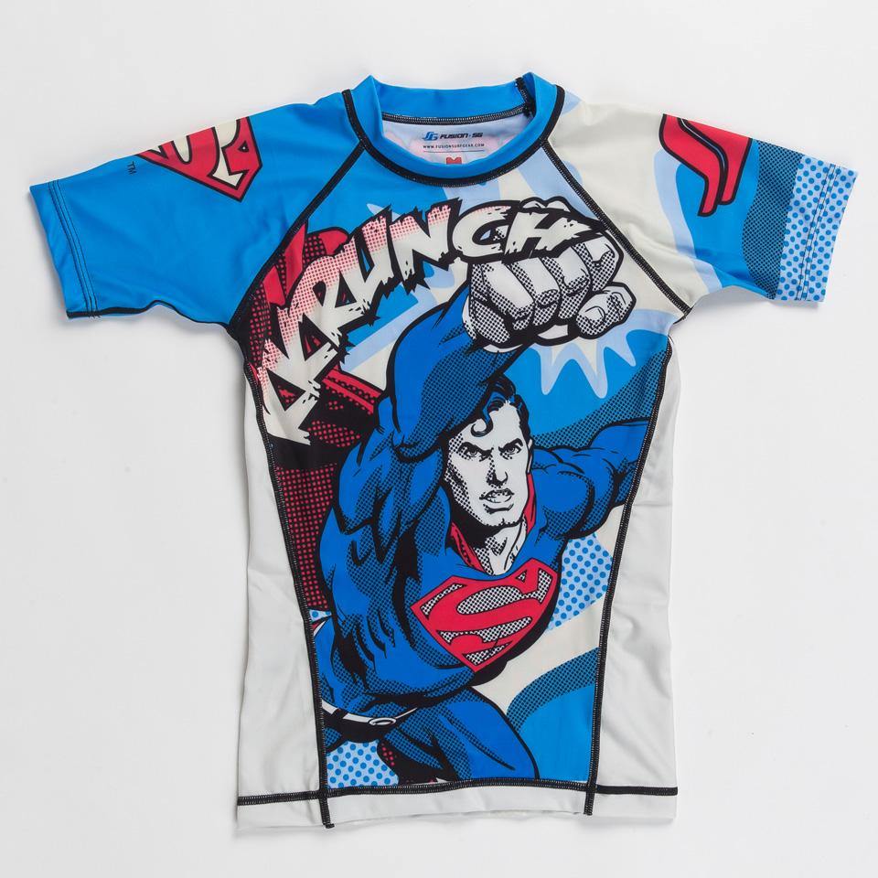 {{product.type}} - Superman KRUNCH! Rash Guard - Short Sleeve - Pancho Michael {{ shop.address.country }}